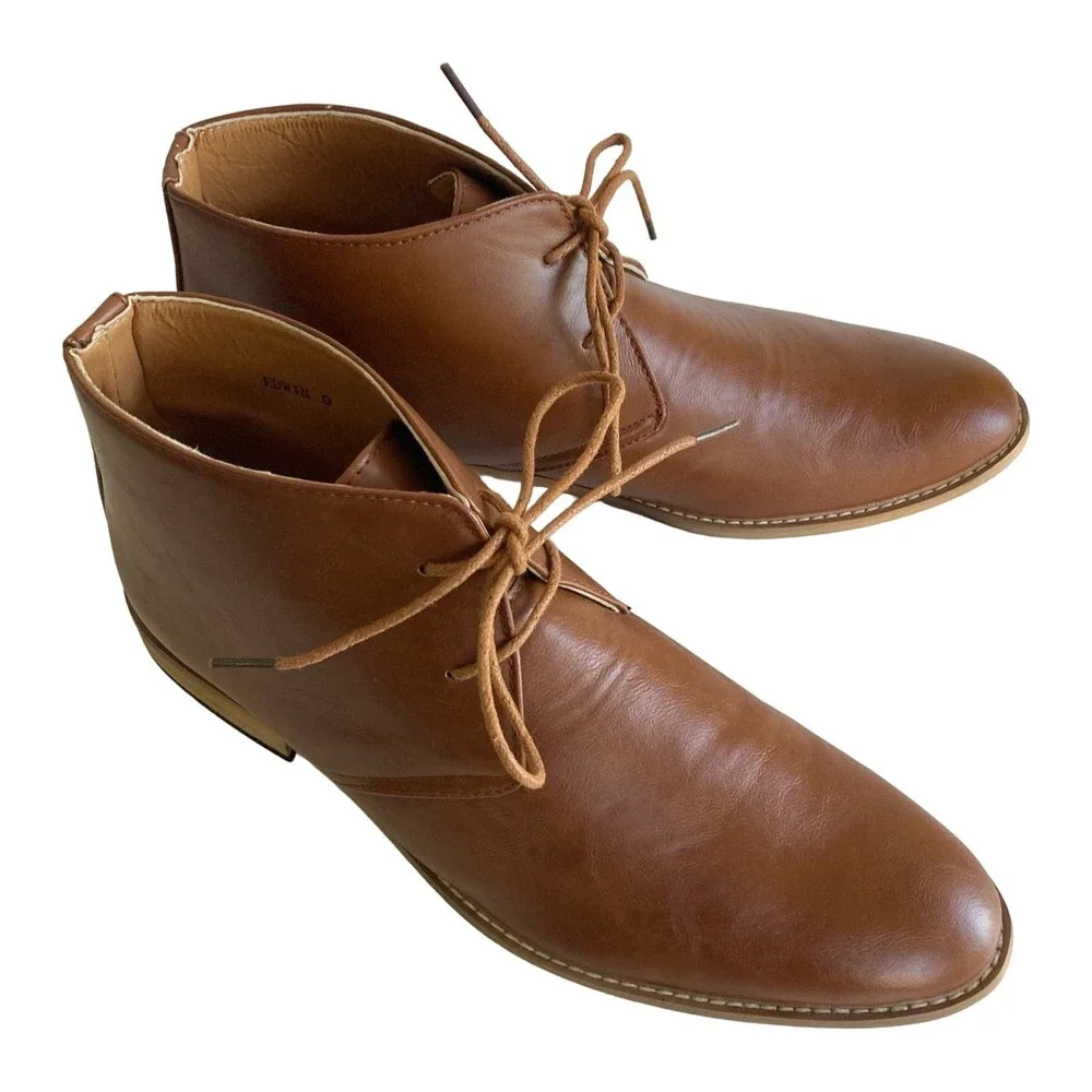 Royal Shoes boots men's size 9 leather Edwin Chelsea Tobacco NEW